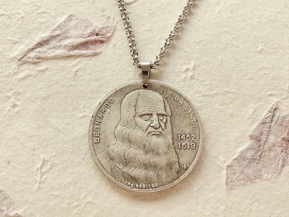 Leonardo Da Vinci Coin Token Necklace keychain Limited Edition
