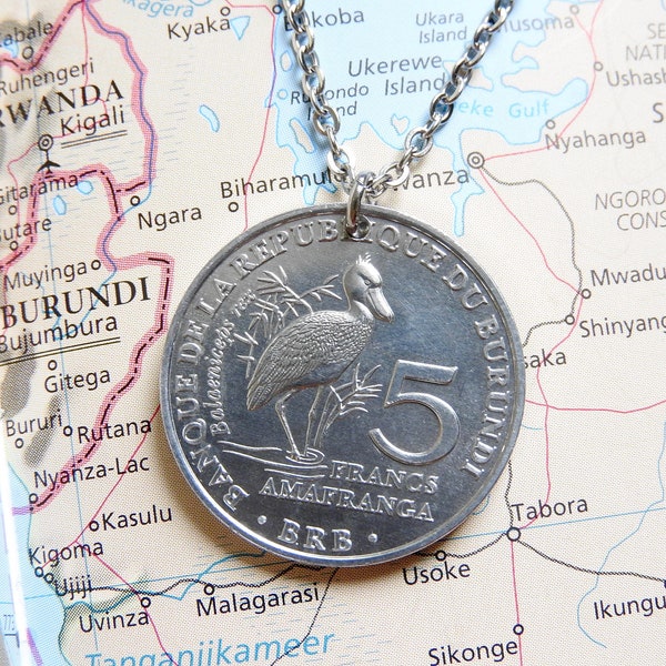 Shoe-billed stork | Balaeniceps Rex Burundi coin necklace/keychain | bird necklace | 2014 | Bird watcher gift