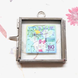 Hello Kitty Stamp Art | Miniature Frame for Kawaii Fans | Sanrio Room Decor | Kitty Fan Gift | Cute Stamp Collectible | gift for girlfriend