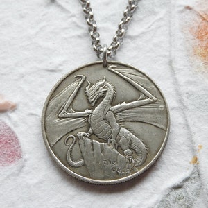 Welsh Dragon / y Ddraig Goch coin token necklace/keychain - limited edition - y Ddraig Goch necklace - Welsh Dragon keychain -Dragon jewelry