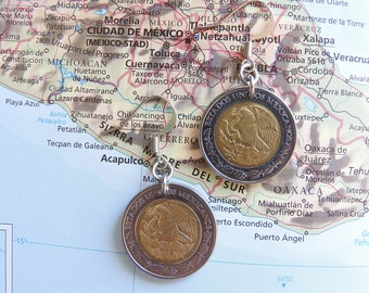 Mexican coin earrings - 3 different designs - made of coins from Mexico