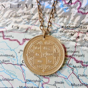 Nepal coin necklace/keychain 7 different designs made of original coins from Nepal Himalaya mountains Mount Everest Coin necklace 6