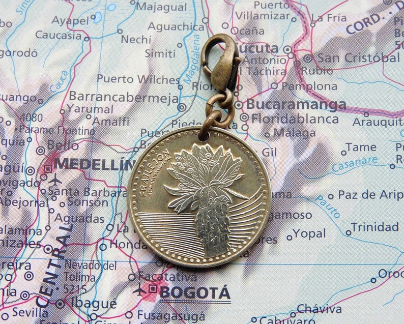 2 different designs bear charm wedding charm Bogota made of genuine coins Colombia coin charm personalized charm
