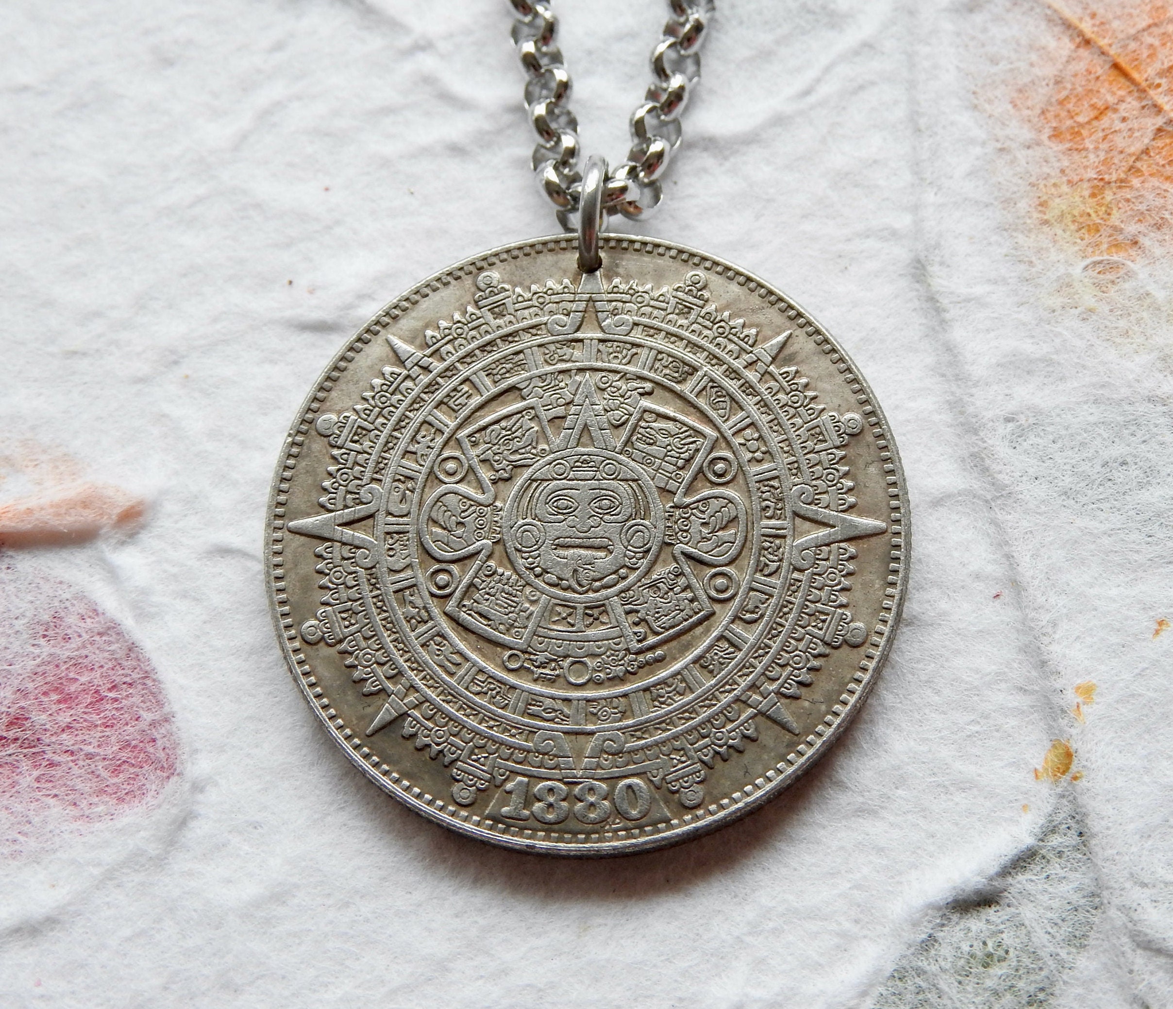 Piedra Del Sol Aztec Calendar Coin Token Necklace keychain Limited