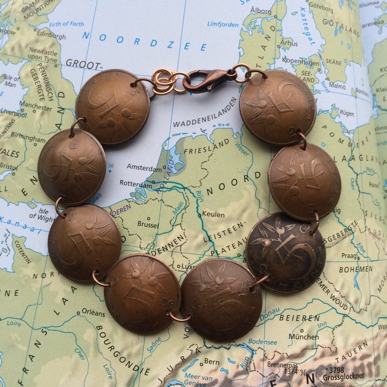 Dutch coin bracelet in birth year-Netherlands-1982-1983-1984-1985-1986-1987-1988-1989