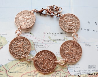 Curacao (Netherlands Antilles) coin bracelet - Curacao - Dutch Antilles gift - Curacao souvenir