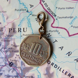 Peru coin charm - 3 different designs - made of genuine coins - Lima - Design your own charm bracelet!