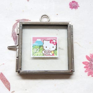 Hello Kitty Postage Stamp in Mini Frame | Kawaii Decor | Framed Stamp Art | Sanrio Collectible | Cute Gift | Tiny Wall Art | Kitty Fan Gift