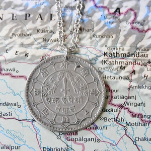 Nepal coin necklace/keychain 7 different designs made of original coins from Nepal Himalaya mountains Mount Everest Coin necklace 5