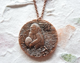 Chinese zodiac year of the Monkey copper coin token necklace/keychain 1908|1920|1932|1944|1956|1968|1980|1992|2004|2016|2028|2040 Astrology