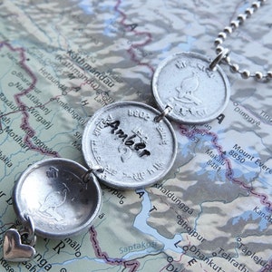 Nepal coin necklace/keychain 7 different designs made of original coins from Nepal Himalaya mountains Mount Everest image 10