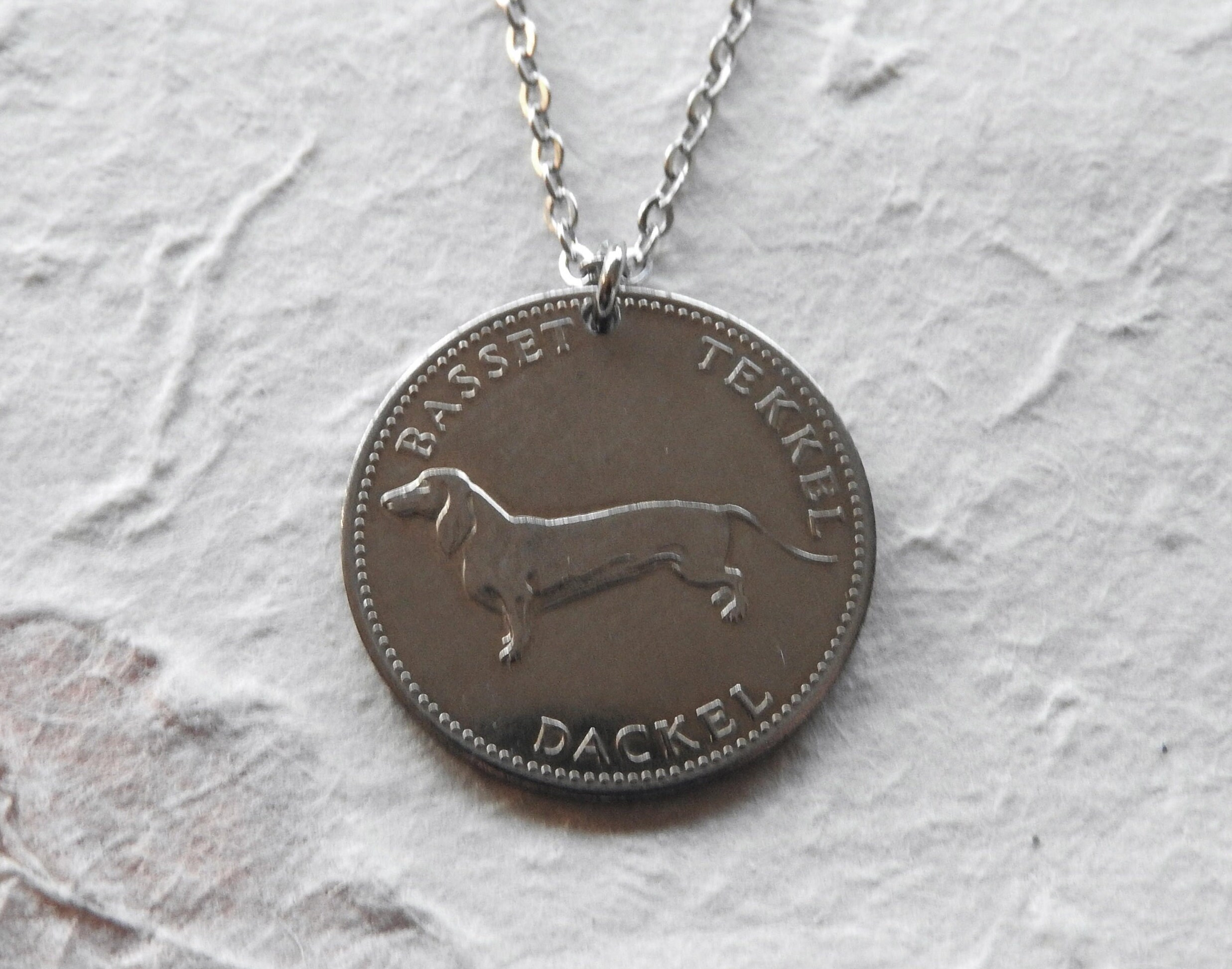 Dog Token Necklace Basset/boxer/cocker 
