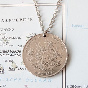 Cape Verde coin necklace/keychain 5 different designs globetrotter turtle personalized Cape Verde necklace sailboat contra Bruxas Coin necklace 5