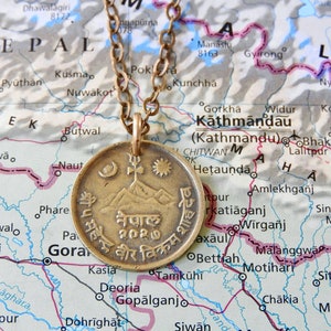 Nepal coin necklace/keychain 7 different designs made of original coins from Nepal Himalaya mountains Mount Everest Coin necklace 3