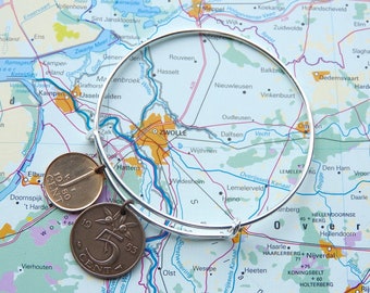 Netherlands bangle Dutch coin bracelet 1960 - 1961 - 1962 - 1963 - 1964 - 1965 - 1966 - 1967 - 1968 - 1969 in birth/wedding/anniversary year