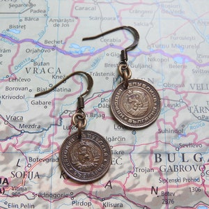 Bulgaria coin earrings - personalized earrings - Bulgaria jewelry - Madara horseman - Bulgaria gift - horse earrings