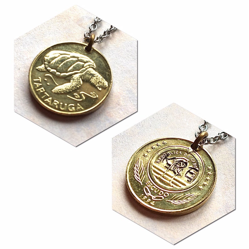 Cape Verde coin necklace/keychain 5 different designs globetrotter turtle personalized Cape Verde necklace sailboat contra Bruxas image 6