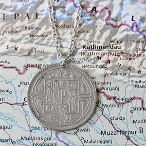 Nepal coin necklace/keychain 7 different designs made of original coins from Nepal Himalaya mountains Mount Everest Coin necklace 4
