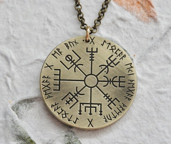 Viking Vegvisir compass coin token necklace/keychain limited edition  Viking compass Runic compass