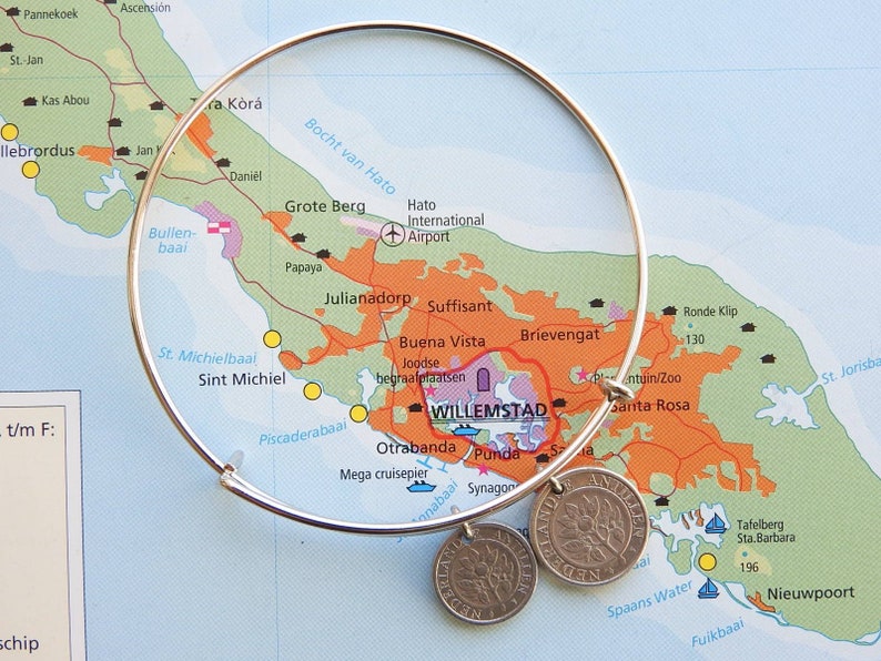 Lesser Antilles 3 different designs Bonaire Curacao coin bangle bracelet Netherlands Antilles made of original coins