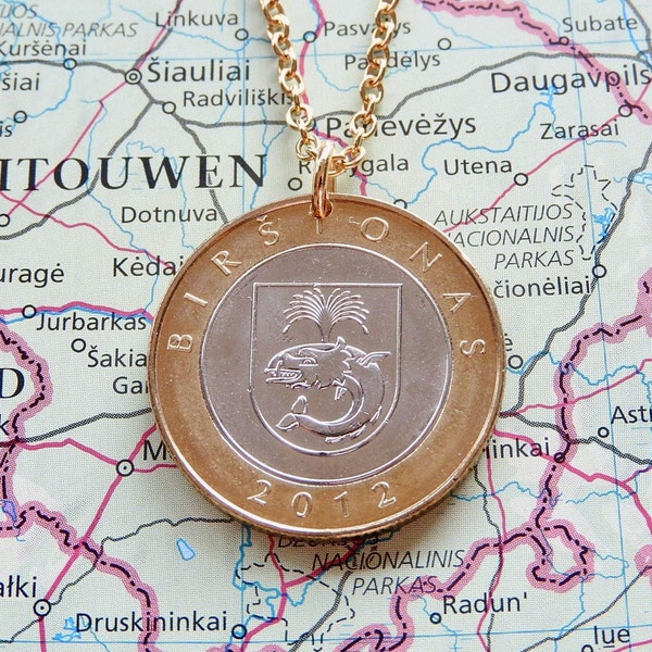 Lithuania rare coin necklace - 6 different designs |Birstonas|Druskininkai|Neringa|Palinga|Vilnius|600th Anniversary of Battle of Grunwald