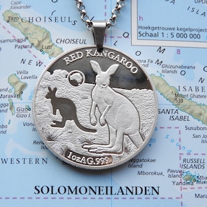 Solomon Islands red kangaroo coin necklace/keychain - red kangaroo - nature necklace - limited edition