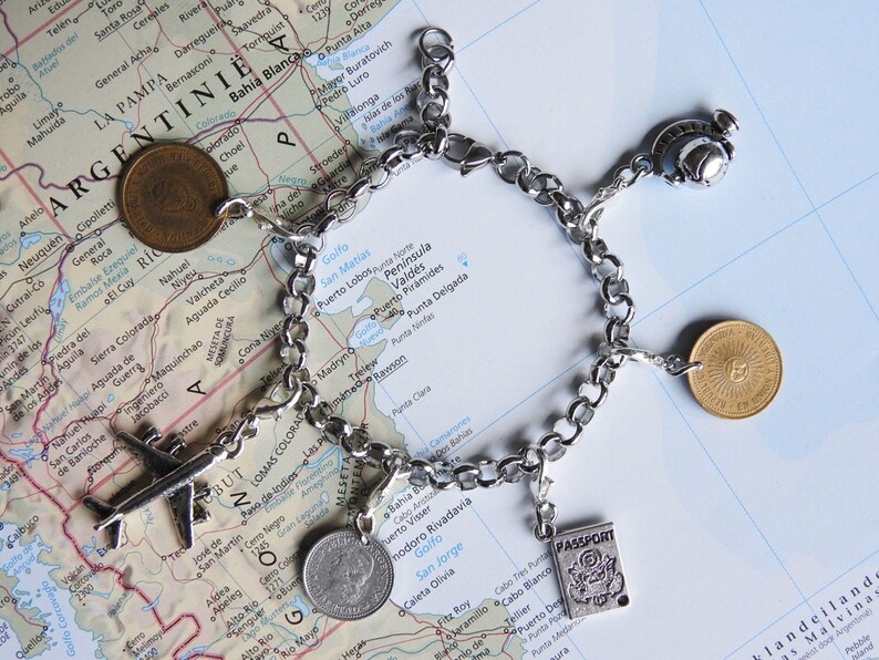 Chile coin charm 2 different designs made of original coins from Chile travel charm wanderlust gift image 3