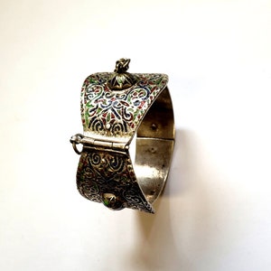 Rare Antique Anklet “Khalkhal” silver and blue and green enamel – Tetouan – northern Morocco