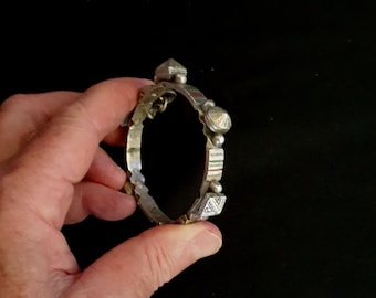 2 38 inches diameter silver SaharanTuareg Goulimime clasp bracelet with knobs Moroccan Jewelry