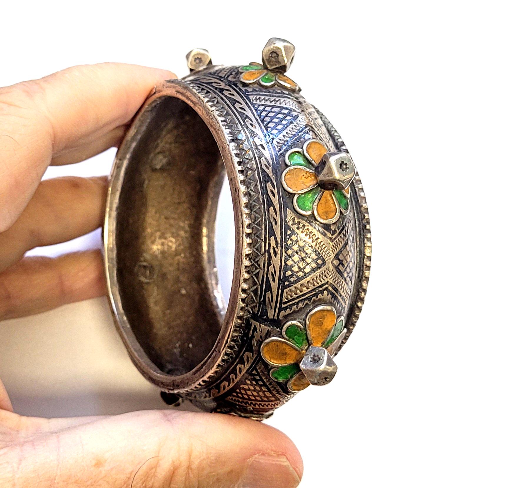 Bracelet Berbère En Niellé Ancien - Bijou Ethnique Antique, Occasion