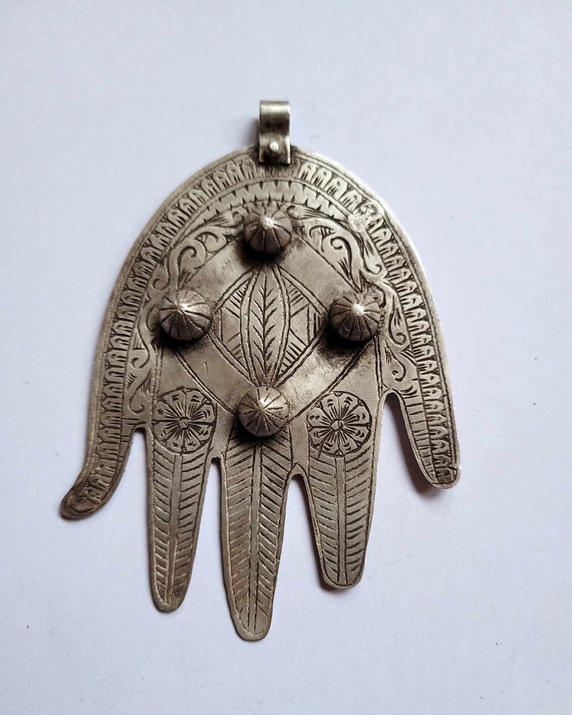 Morocco Hand of Fatima With Spread Fingers in Molded Silver | Etsy UK