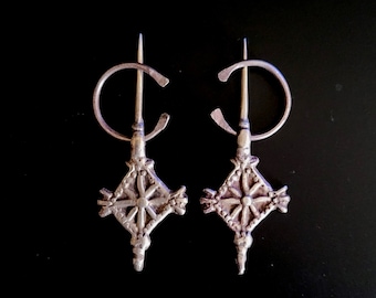 Small Pair of Silver Brooches fibulas, Morocco, Southern Morocco
