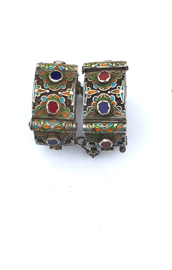 Morocco - Rare and old Pair of hinged bracelets ca