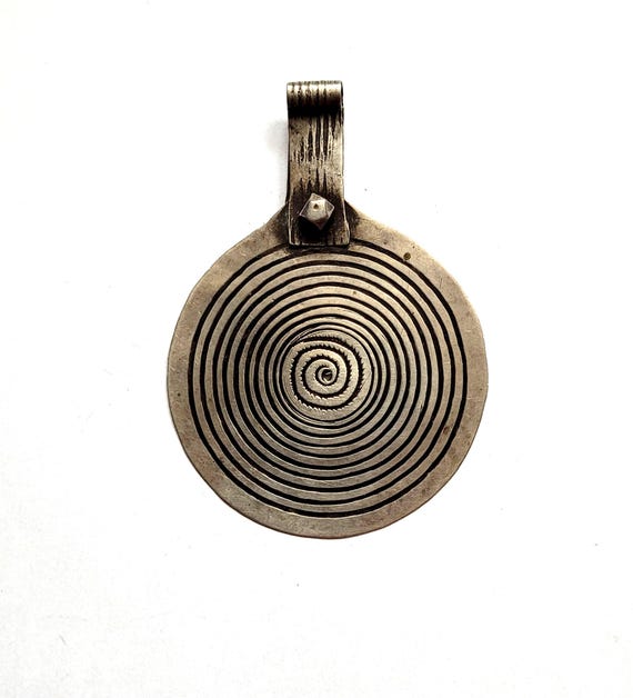 Pendentif Ancien En Argent - Afrique Du Nord - Bijou Vintage Ethnique