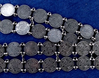 Morocco - Great MDEMA Silver Belt 2 Rows Totaling 34 Pieces  display picture 3