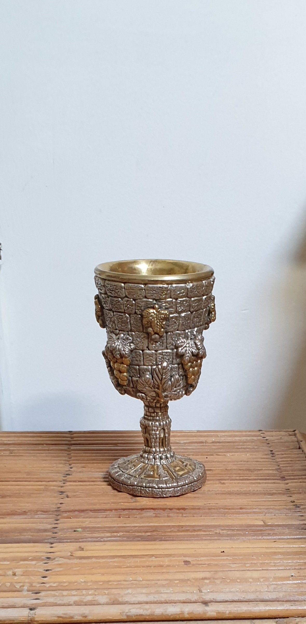 Verre à Vin Kiddoush - Judaïca en Argent 925/1000 Vermeil L'intérieur Par Ben-Zion