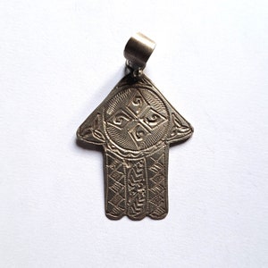 Antiguo colgante de mano de Fátima - Hamsa - plata - Marruecos