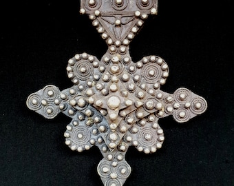 Morocco - Mauritania - Rare large granulated cross "Boghdad" in sterling silver