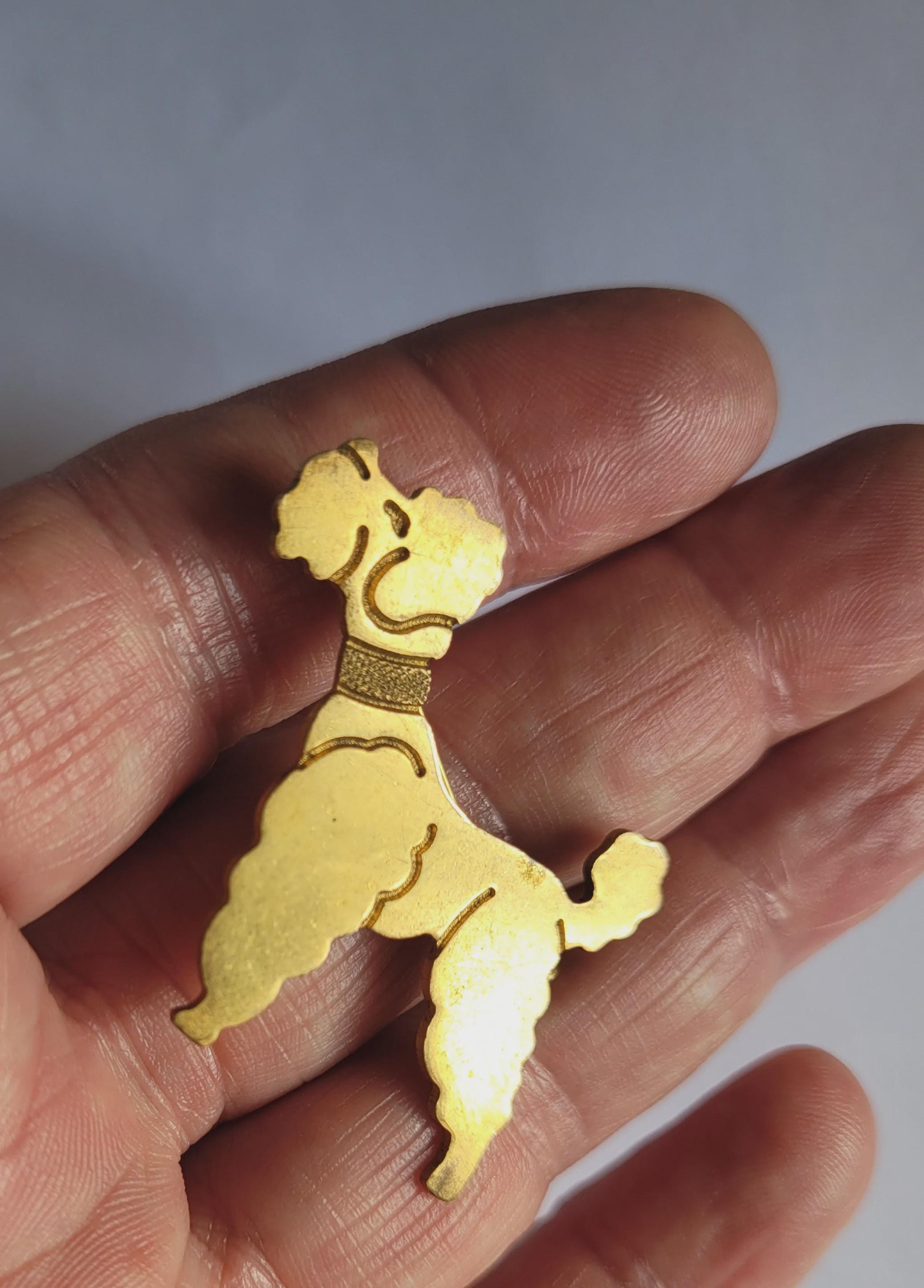 【希少】イギリス製 Fish社 クラシックプー 22金エナメルブローチ 箱付 プードルを象った金メッキの金属ブローチ - Etsy 日本