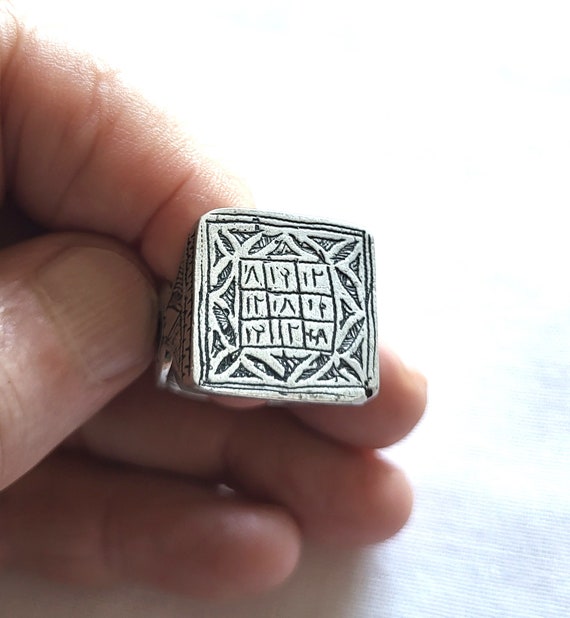 Talismanic Ring – Protective Magic Square – Silver – Tuareg