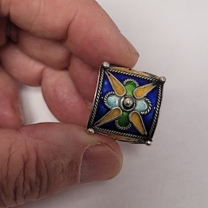 Berber ring in silver and enamel - Morocco