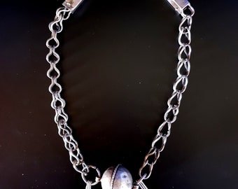 Morocco - Old silver chain with ball in the center and old coins - For necklace