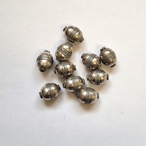 Lot of 10 old Turkmen silver beads for necklace