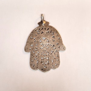 Large and antique Tunisian hand of Fatima in openwork silver “Khamsa - Khomissa – Hamsa”