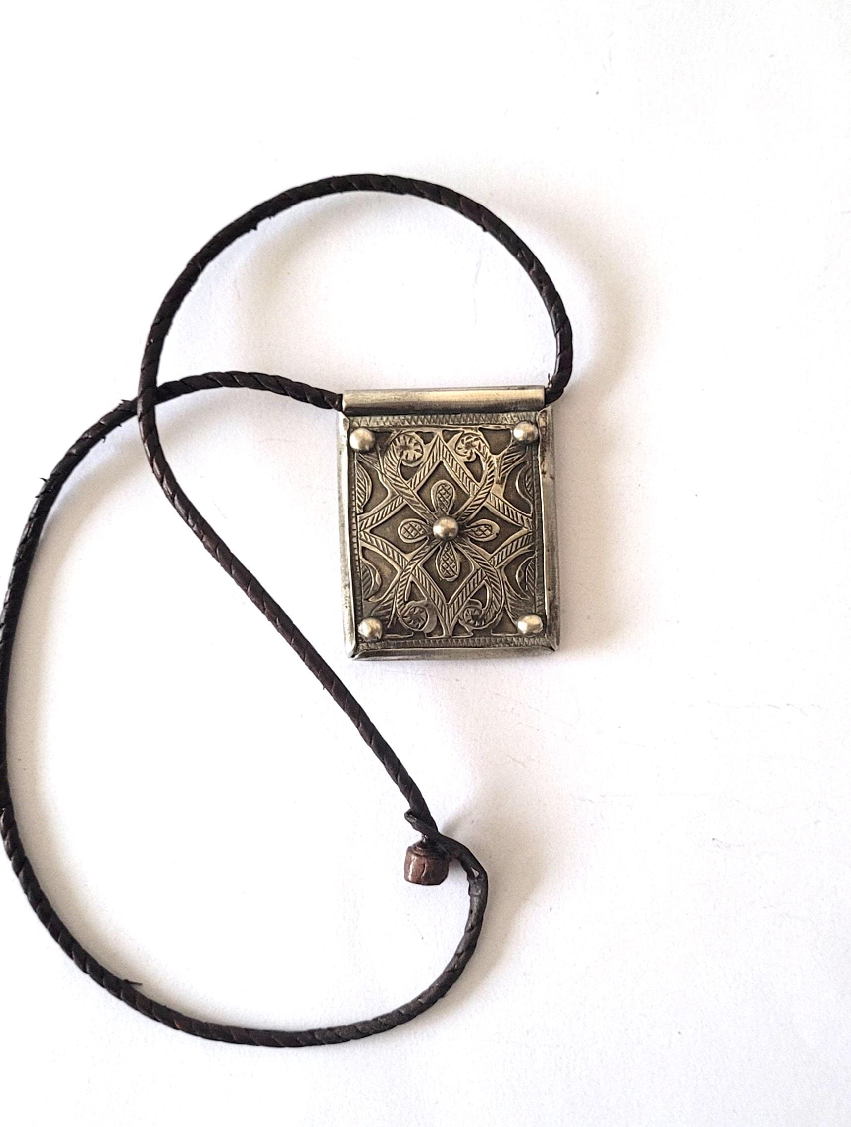 Collier Ancien Amulette Talisman Berbère - Pendentif Touareg Du Hoggar Porte-bonheur Vintage