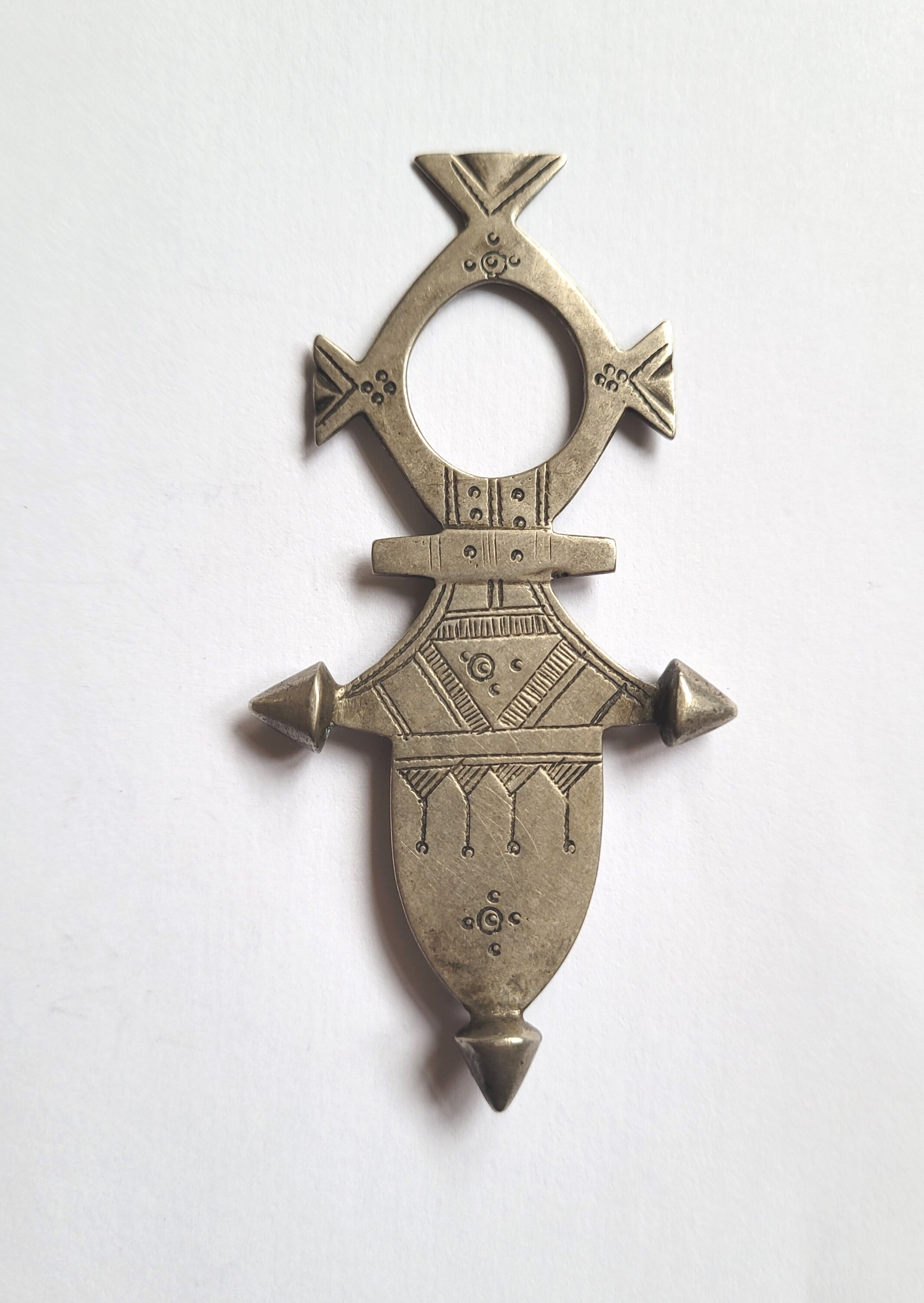 Amulette Croix Touareg En Laiton - Talisman Ethnique Fait Main