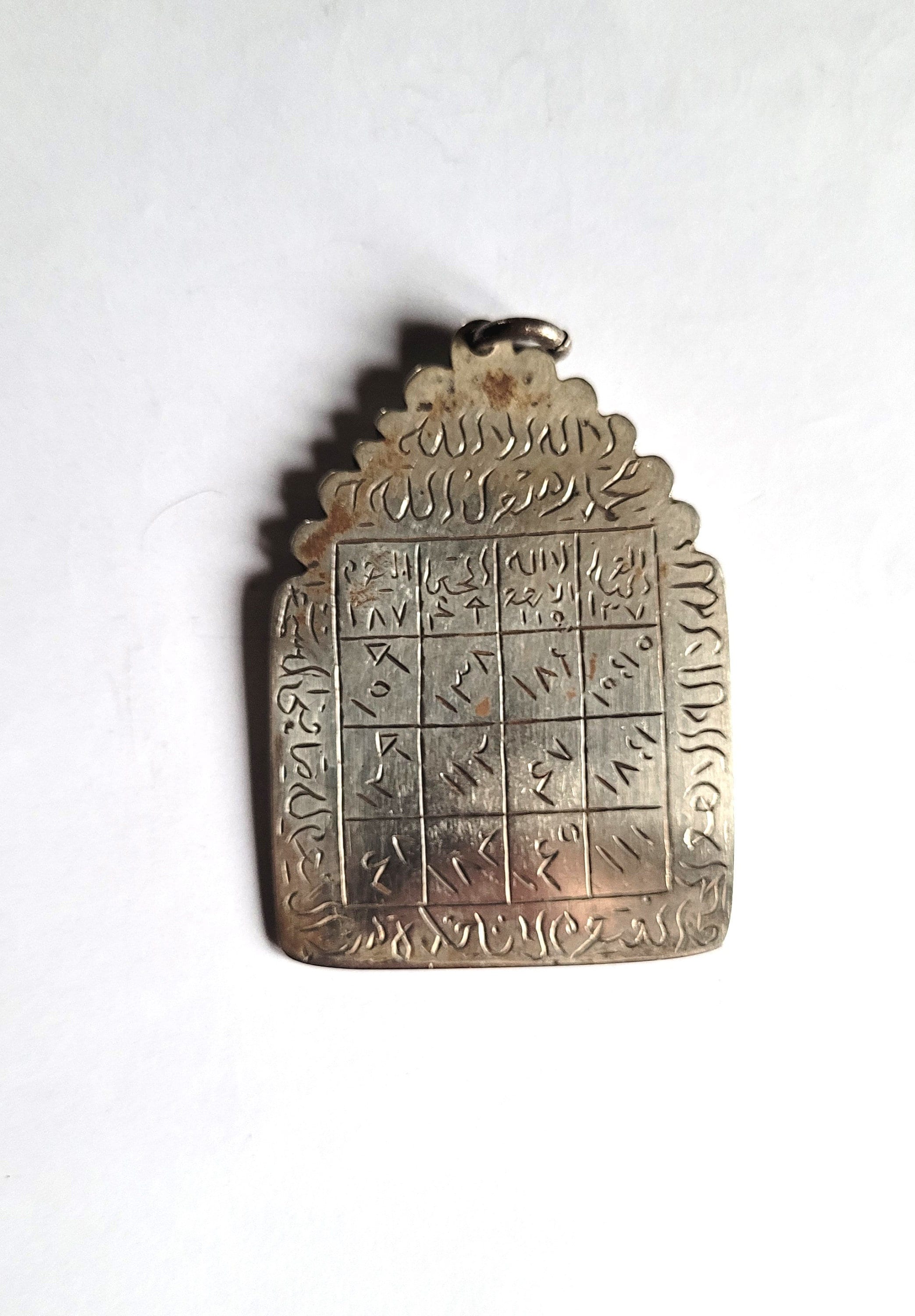 Maroc - Amulette Carrés Magiques Djedouel Talisman Hirz Pendentif en Argent.