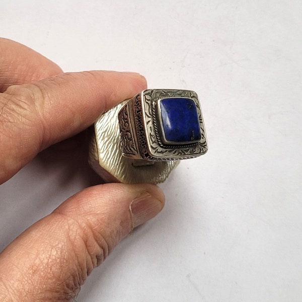 Bague ancienne argent lapis lazuli – Ottoman (petite taille)