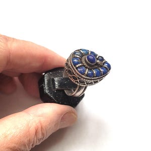 Silver ring with Lapis Lazuli beads