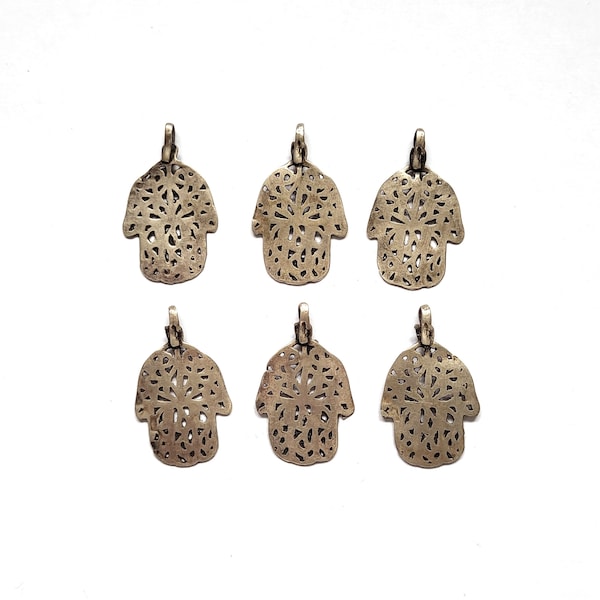 Lot de 6 mains de Fatima en argent pour création de collier ou pendentifs – Tunisie